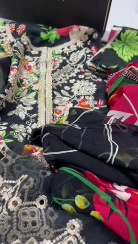 Rs 8500 Naqsh viscose chicken Kari Emb 3pc  chiffon duppata ( Bloom Black) Rs 8500 Naqsh viscose chicken Kari Emb 3pc  chiffon duppata ( Bloom Black)